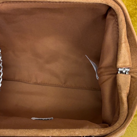 Glamorous Brown Suede Shoulder Bag with Embellishments - Picture 7 of 16